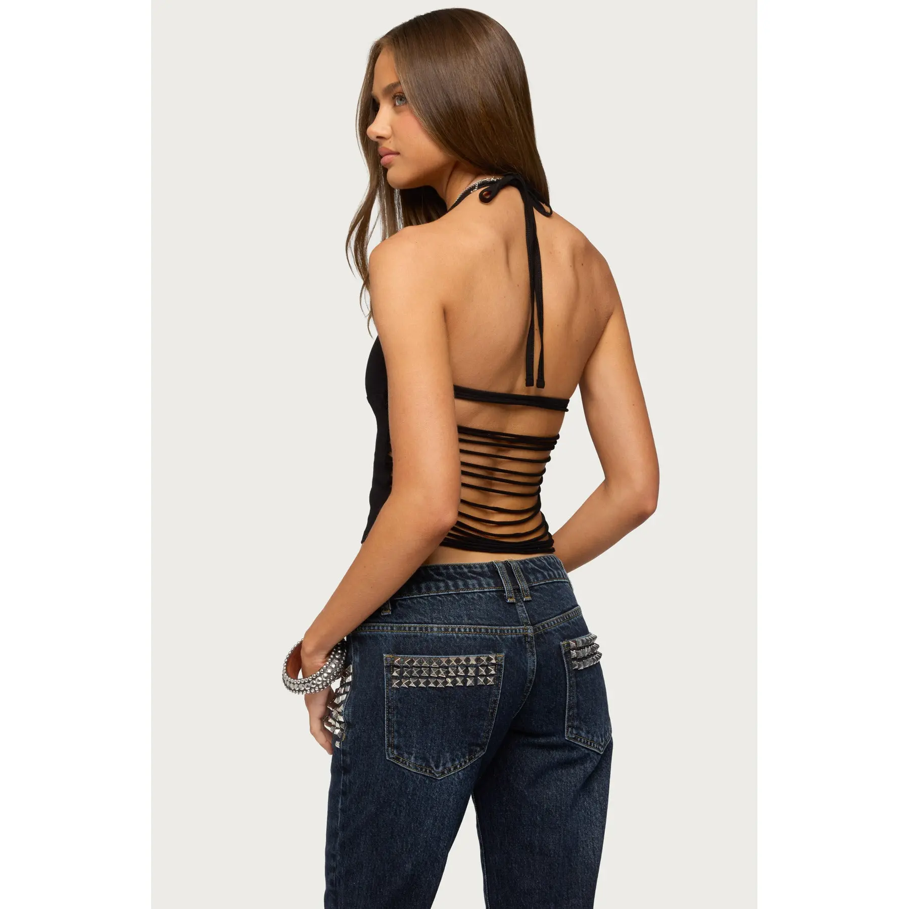 Minsoo Shredded Back Halter Top Minsoo Shredded Back Halter Top