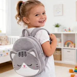 Soft Plush Animal Backpack for Girls Stuffed Cat Unicorn Bag Machine Washable Nursery Bookbag Birthday Valentine Christmas Easter Gift Idea Baptism Present Preschool Graduation Prize Travel Buddy for Kids