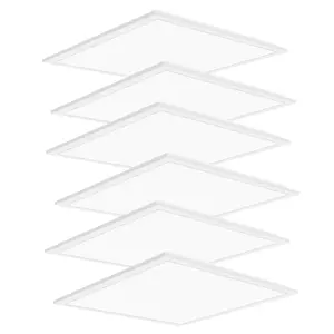 2x2 FT LED Light Flat Panel, 45W, Color Temperature Selectable 0-10V Dimmable Recessed Drop Ceiling Lights, 5800 Lumens, Lay in Fixture for Office, 120-277V, ETL(6 Pack)