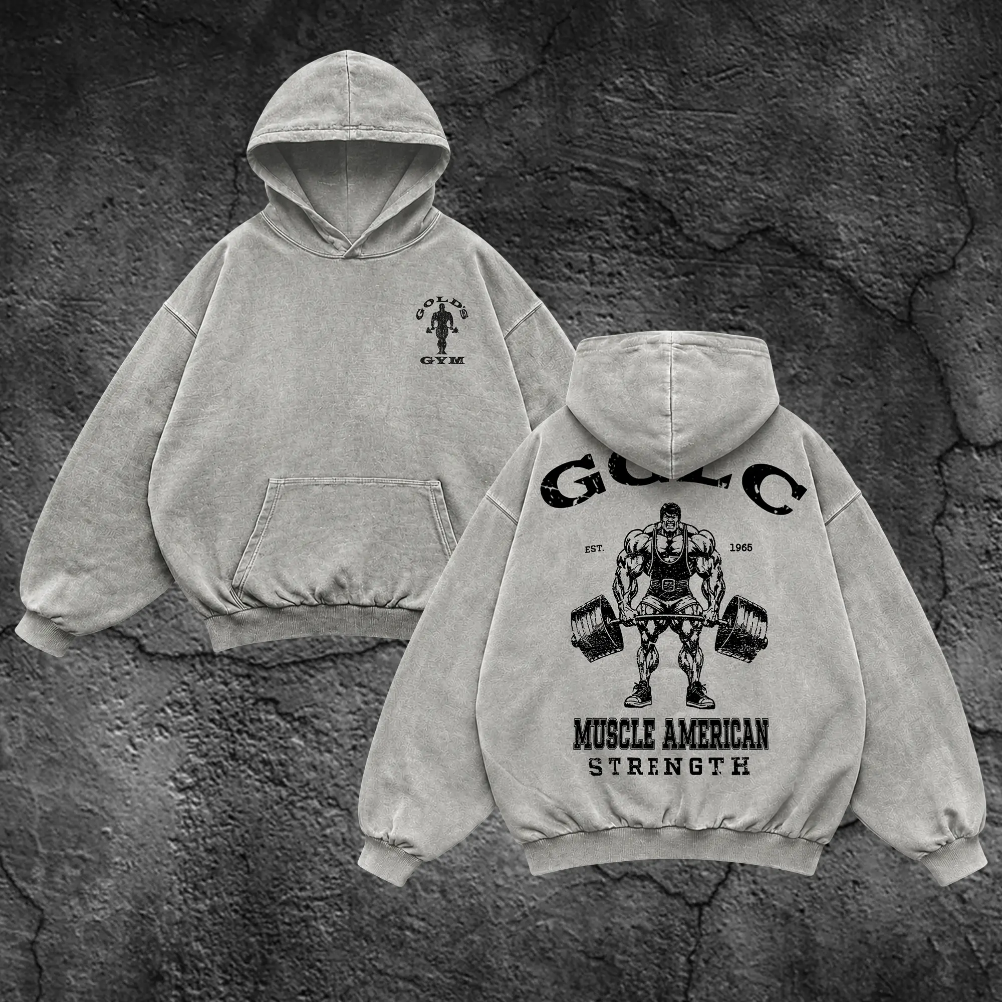 Strength Gold's Gym Oversized Washed Hoodie, Gym Apparel, Workout Wear, Training Men's Top, Aesthetic Shirt, Discipline, Strength, Focus