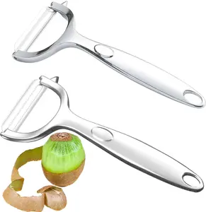 Vegetable Peeler Potato Peeler, Heavy 0.24Ib Stainless Steel Non-Slip Handle and Sharp Blades, Set Of 2 (1 Straight 1 Serrated Blade) Collaborative Work Perfect Peeling Kitchen Utensils
