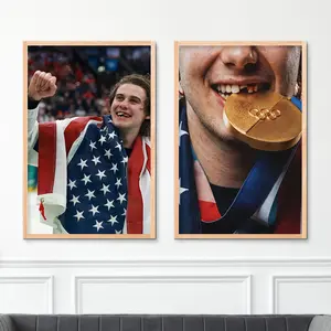 Jack Hughes USA Gold Hockey Unframed Poster, Patriotic Hockey Fan Wall Art, Winter Games Hockey Inspired Prints, American Hockey Pride Gift