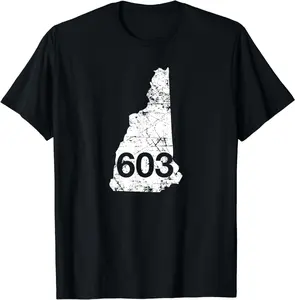 100% Cotton New Hampshire Area Code 603 Shirt, Hometown Souvenir Gift