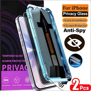 2pcs Privacy Oleophobic Coating Screen Protectors, Accessories for iPhone 17 Pro Max/16/15/14/13/12/11 Plus/Air/16E Easy to Install, Bubble-Free Installation, Dust Free Design, Anti Spy Tempered Glass Film, Scratch Resistant