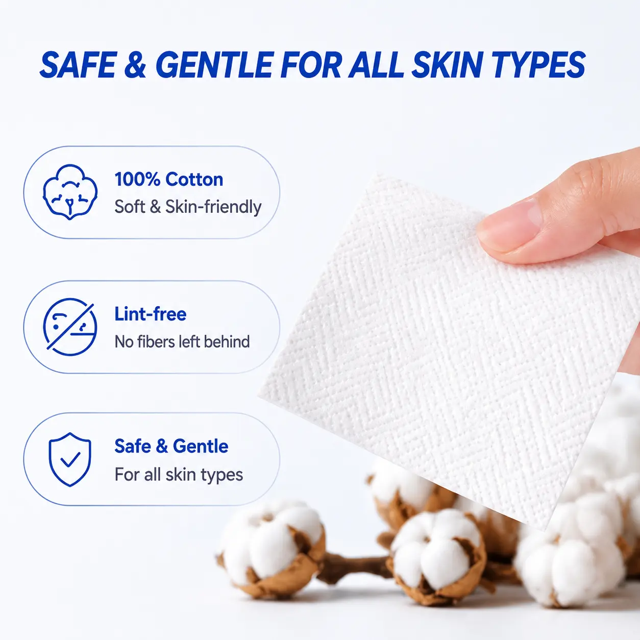 Makeup Cotton Pads, Thin Water-Saving Facial Toner Cotton Sheets for Wet Compress, Makeup Remover Cloths, Fast Absorption & Lock in Moisture for Face Skin facial towel