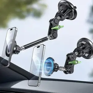 Ultra-durable Car Phone Holder with 360-degree Adjustment Reusable Suction Cup Upgraded Magnetic Mount for Car Setup Live Streaming Cooking Demonstrations and Study Meetings Magnetic Car Mount Vacuum Magsafe for iPhone Samsung Smartphones