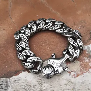 GTHIC Ancient Egyptian Hieroglyphics Stainless Steel Bracelet for Men Bold Biker Jewelry Daily Wear