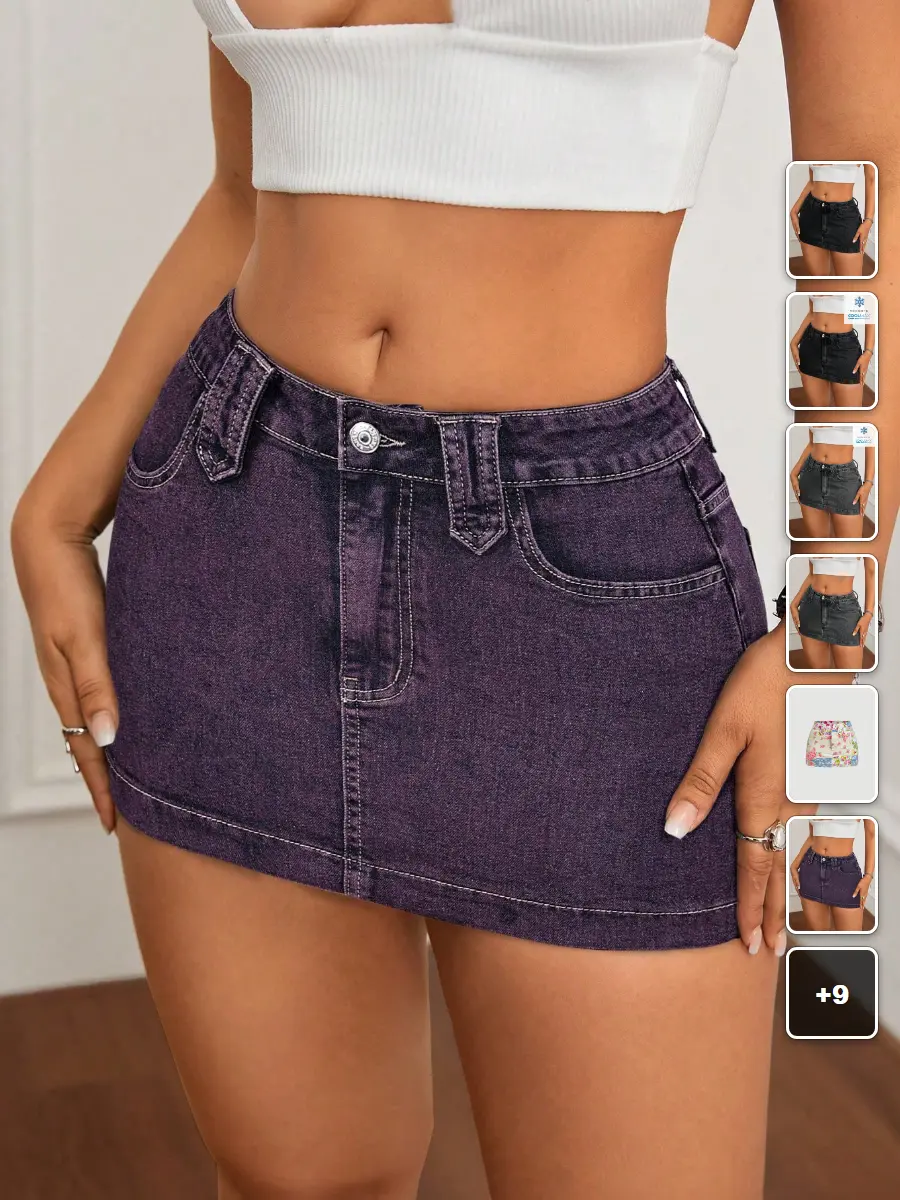Mini Denim Skirt Washed Dark Grey Slant Pocket Street Style Going Out Summer Outfit