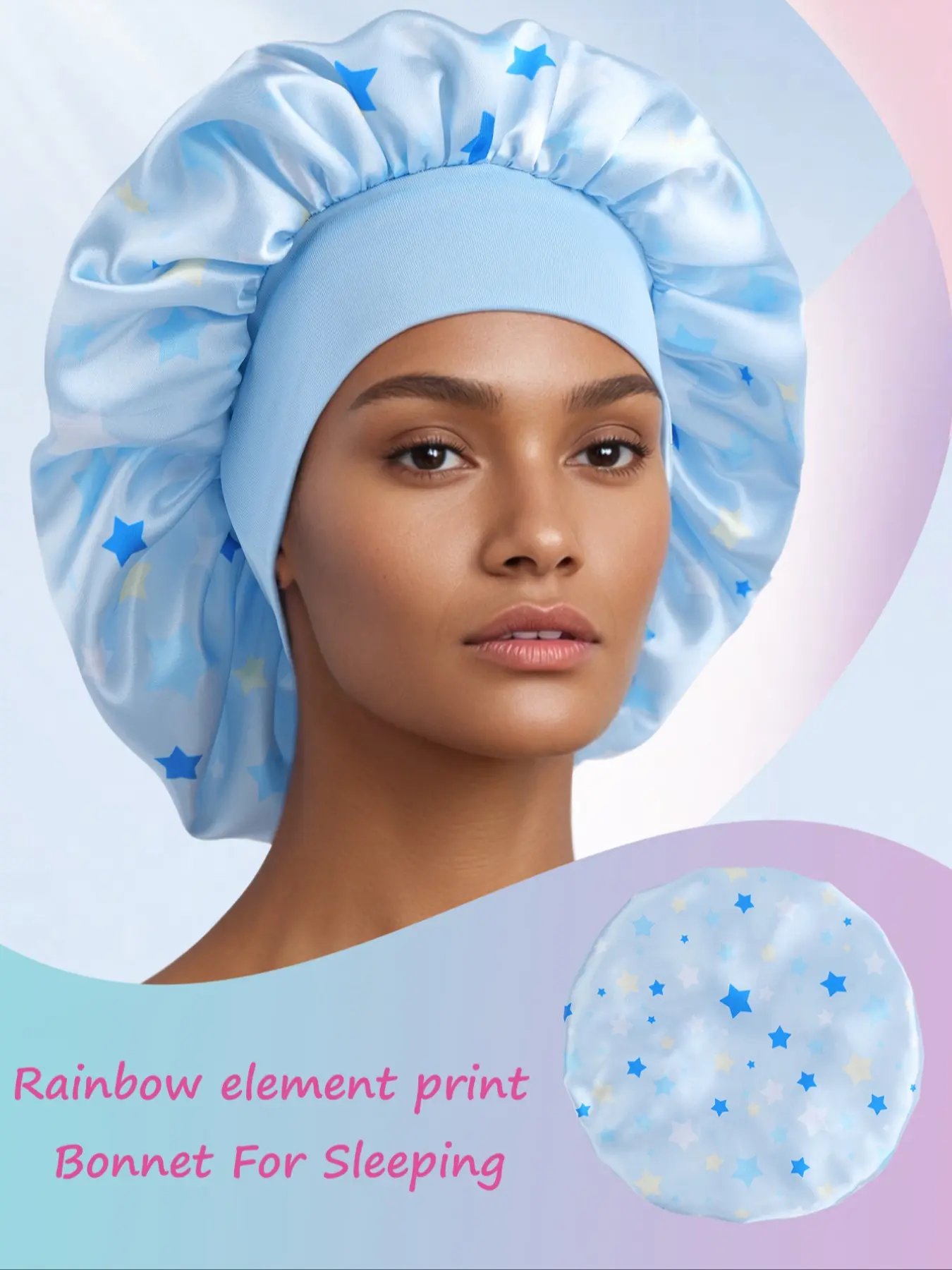 Trendy Colorful Sky Sleep Cap Unisex, Multi-Purpose Hat, Christmas Birthday Gift, Soft Comfortable Satin Sleep Cap, Daily Use, Hair Wrap Cap, Night, Sleeping Bonnet