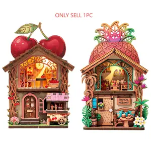 Fridge Magnet DIY Book Nook Kit, 3D Puzzle Toy, Dollhouse Shop Animal Mini House, Creative Assembly Model, Decorative Furniture, Miniature Set