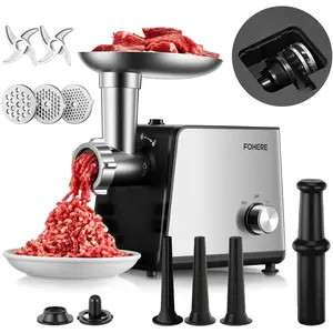 Electric Meat Grinder 3200W Max Heavy Duty Stainless Steel Meat Mincer with 2 Blades, 3 Grinding Plates, 3 Sausage Stuffer Tubes & Kubbe Kit for Home Kitchen & Deer Meat Processing