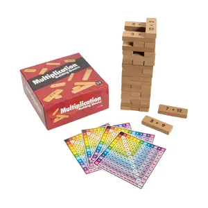 3" Multiplication Wood Building Blocks with Charts Set - 58 Pc.
