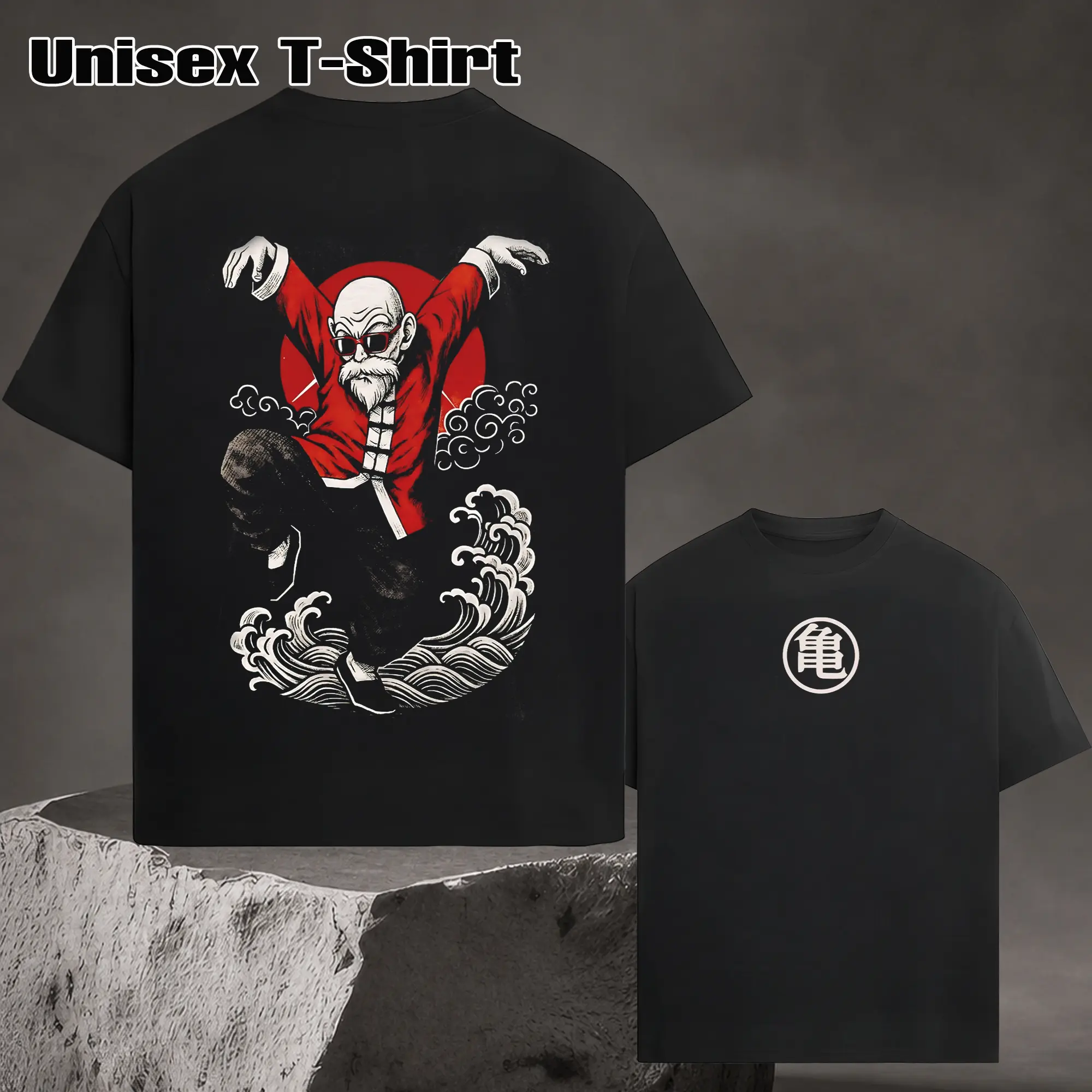 Master Roshi (Kame-Sennin) Shirt Anime Vintage T-shirt Graphic Tee Turtle Hermit Kanji Symbol Martial Arts Sensei Streetwear Shirt for Anime Fans Menswear