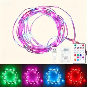 Color Changing LED Fairy Lights with Remote, 16.4ft USB or Battery Powered String Lights, Twinkle Lights for Outdoor Indoor Decor, Christmas Bedroom Party Decoration, Reusable Plug-in or Portable