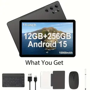 W&O Tablet 11 inches, 12GB RAM, 256GB ROM, Touchscreen, With Dual Camera, Bluetooth Keyboard, Case, Mouse, Stylus,5G, Type-c Charging Large Storage, Affortable Tablet, Portable, Cellphone Smartphone