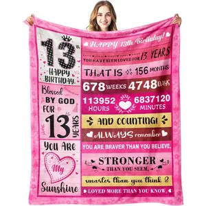 13 Year Old Girl Gifts - 13th Birthday Gifts for Girls - Bday Blanket for 13-Year Old-Girl - 13th Birthday Decorations for Girls - Bday Gift for Teen Girlie - Teenager Girly Gift Ideas Blanket 50"x60"
