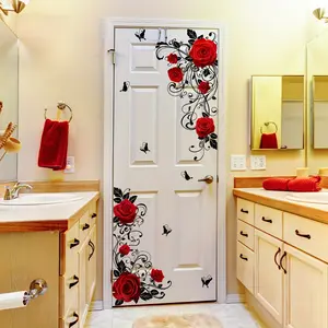 A new Valentine's Day rose with black vine decorative wall sticker for bedroom and living room background wall home decoration self-adhesive M12029-YX