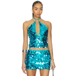 superdown Celia Halter Top in Turquoise