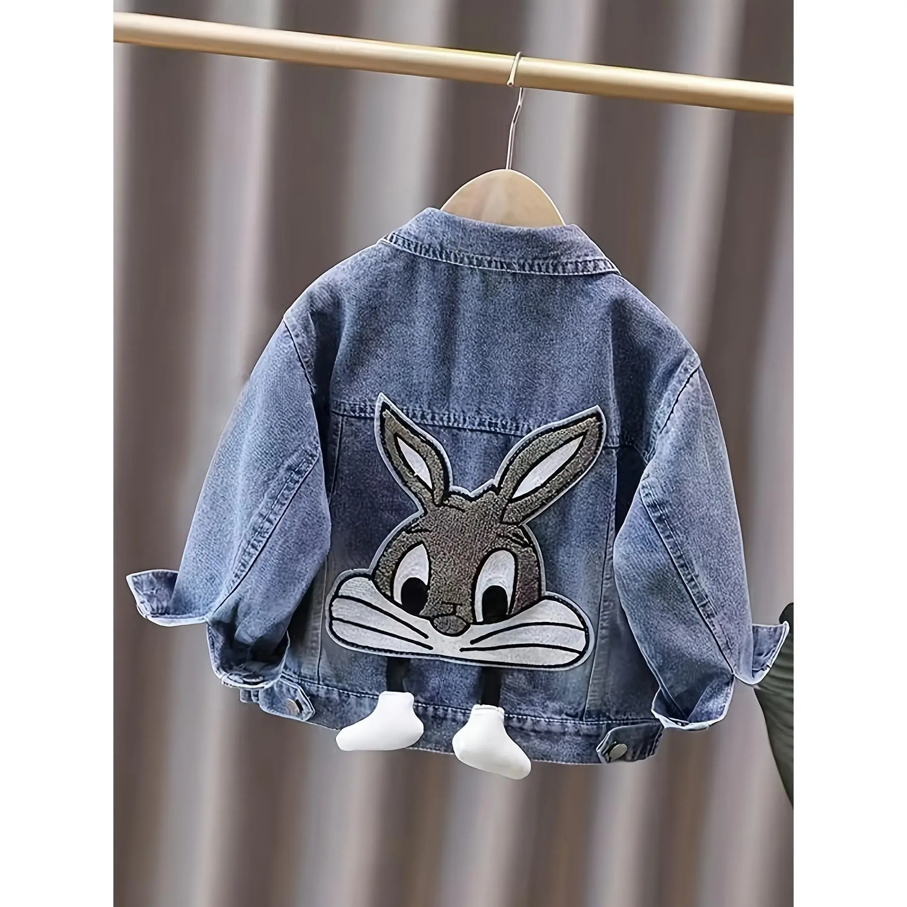 Girls 3D Butterfly Denim Jacket - Loose Long Sleeve Button Coat, Soft Stretchy Machine Washable Fabric, All-Season Fun Children's Fashion Clothing, Durable Kids' Wear