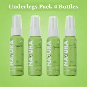 Underlegs Pack (4 Bottles)  - Natura Natural Hair Inhibitor | Herbal Hair Regrowth Solution | Pain-Free, Plant-Based Formula for All Skin Types | Reduces Unwanted Hair Naturally for Smooth, Even-Toned Under-legs