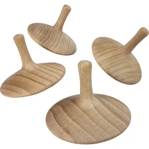 Adventure Awaits!- 4 Pack Small Hand-Carved Wooden Tops - Smooth Finish!