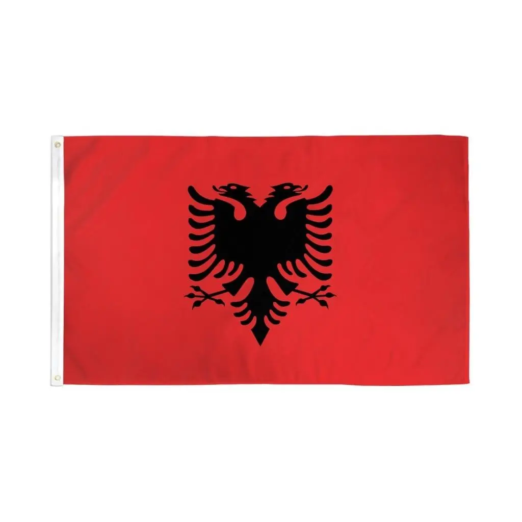 3x5ft Albania Flag Wall Decor Banner - Dye-Subbed Polyester, Bold Print, Hangable, Header Tape, Indoors Home & Festive Party Backdrop Supplies