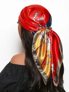 Women's Floral Print Square Scarf, Elegant Soft Comfortable Scarf for Daily Wear, Fashion Accessories for Women & Girls