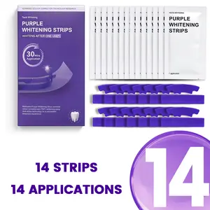 Purple Teeth Whitening Strips -14 strips 7 Whitening Sessions - Safe for Enamel - Non Sensitive Teeth Whitening - Peroxide-Free - Daily Oral Care, Tooth Stain Treatment, Combining Whitening and Colour Correction