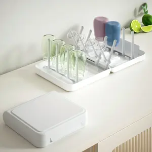 Travel Bottle Drying Rack Space Saving,Foldable Bottle Drying Rack with 16 Ribs, Portable Baby Bottle Drying Rack for Bottles, Breast Pumps and Other Feeding Accessories, Widely Used Daily Basis