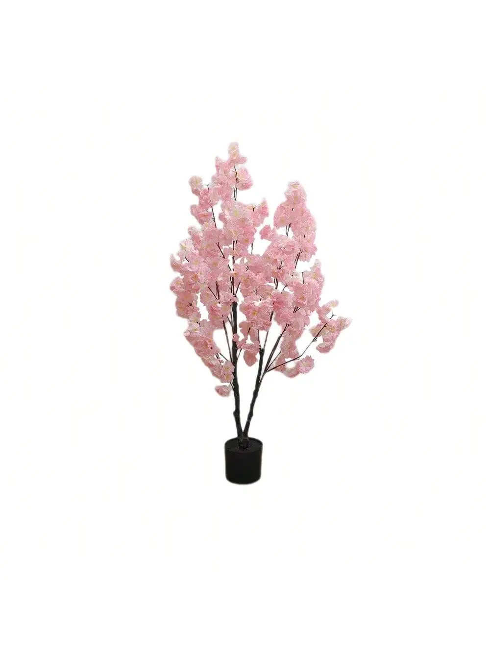 Lifelike Artificial Pink Cherry Blossom Tree (4-6ft) - Fake Flowers, Plastic Frame, Polyester Petals, Adjustable Branches, Cement Pot, Office Furniture Indoor Decor, Lifelike Artificial Tree