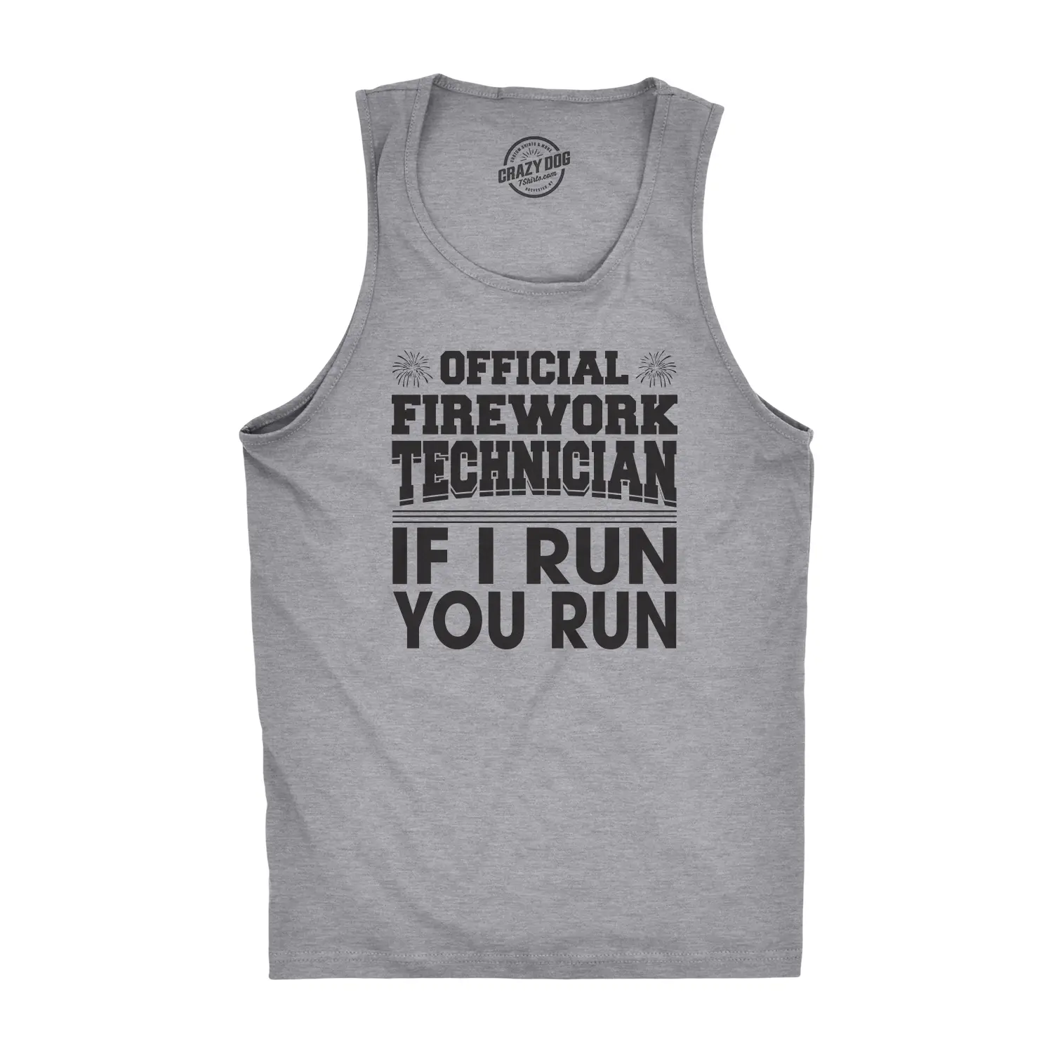Mens Fitness Tank Official Firework Technician Tanktop Funny Fourth Of July Tee for Guys Funny Workout Shirt for Men with Plus Sizes Patriotic Tank Top for Men Funny Fitness Sleeveless Tee Novelty Tank Tops for Light Grey