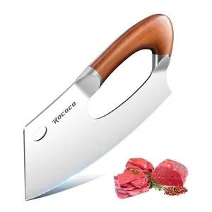 ROCOCO Meat Cleaver Knife Unique Effort Saving Kitchen Knife Professional Stainless Steel Chef Cooking Knives for Cutting Meat Vegetable Father Mother Christmas Gift Bronze