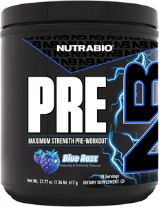 Pre Workout Powder Blue Razz with Caffeine & Electrolytes Energy Focus Endurance Power & Extreme Pump Support