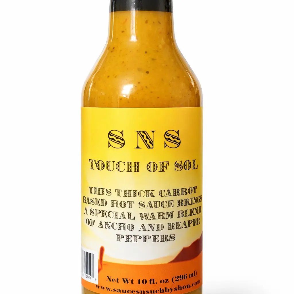 SNS Touch of Sol – Super Hot Carrot‑Based Hot Sauce with Ancho & Reaper Peppers | Extreme Pepper Craft Sauce | 10 fl oz Scorpions Spicy