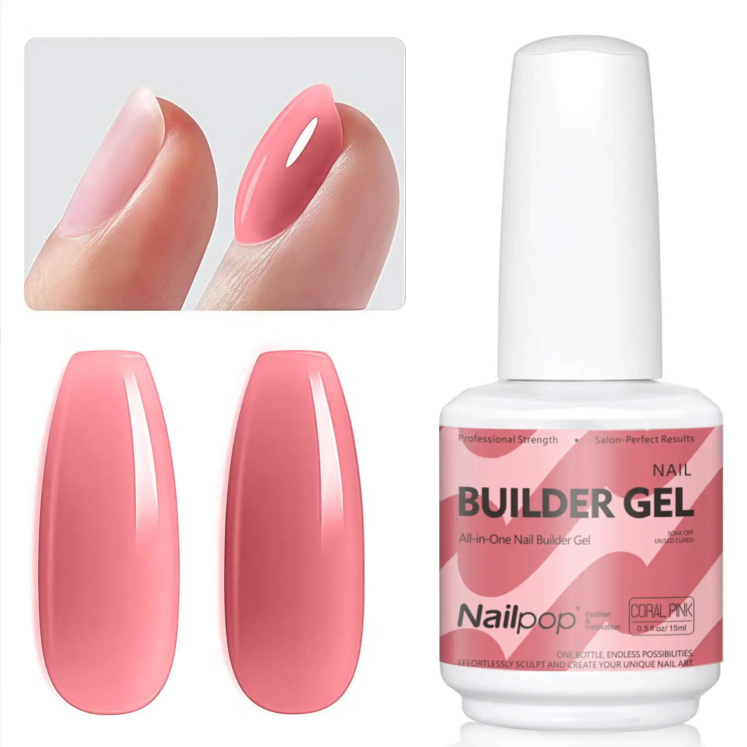 All in One Builder Nail Gel 15ml, multifunction for base coat, extension, strengthening, self-leveling, and sculpting, professional salon and home DIY long lasting shine Glossy Gel Base Coat Nails, Builder Gel Nail, Easy Nail Art