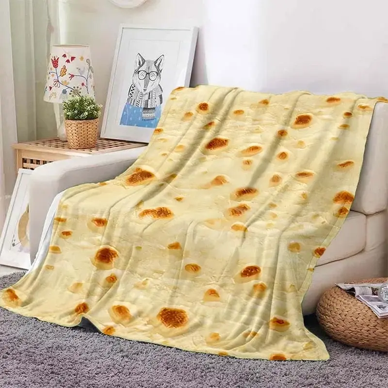 Donut & Mexican Tortilla Printed Flannel Throw Blanket - Thin Summer Quilt for Couch, Camping, Travel - Ideal Thanksgiving Father's Day Gift for Family & Friends