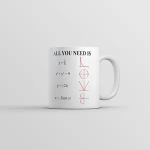 All You Need Is Love Equation Mug Funny Math Graphic Coffee Cup - 11oz Funny Coffee Mugs Ceramic Printed Drinkware Cup