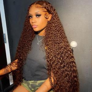 [New In] Bling Hair Chocolate Brown Deep Wave 13x6 HD Transparent Lace Front Wigs Brazilian Deep Curly Human Hair Wigs for Black Women Pre Plucked with Baby Hair 180% Denisty #SummerVibes