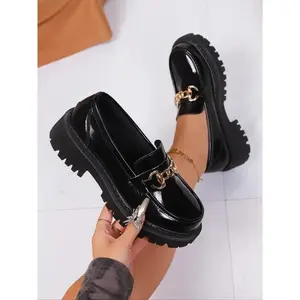 2026 NEW LQUN Women's Soft Comfortable British Style Platform Loafers Thick Sole Durable Commuting Korean Fashion Plus Size Available Black