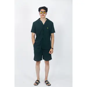 Textured Forest Green 2-piece Men's Short Set
