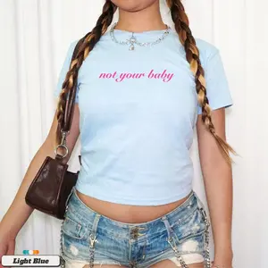 Not Your Baby Tee: Y2K Coquette Light Blue Soft Girl Shirt