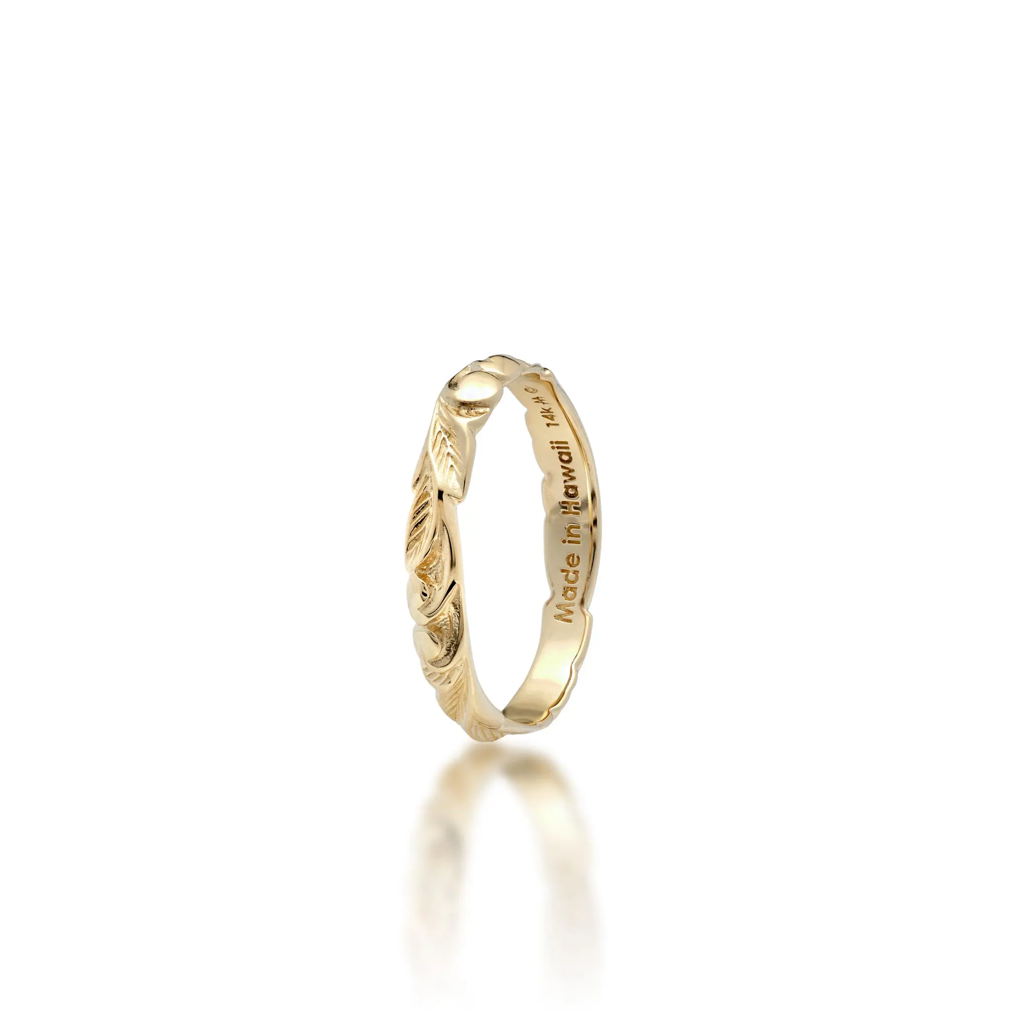 Hawaiian Heirloom Old English Scroll Ring in Gold - 3mm