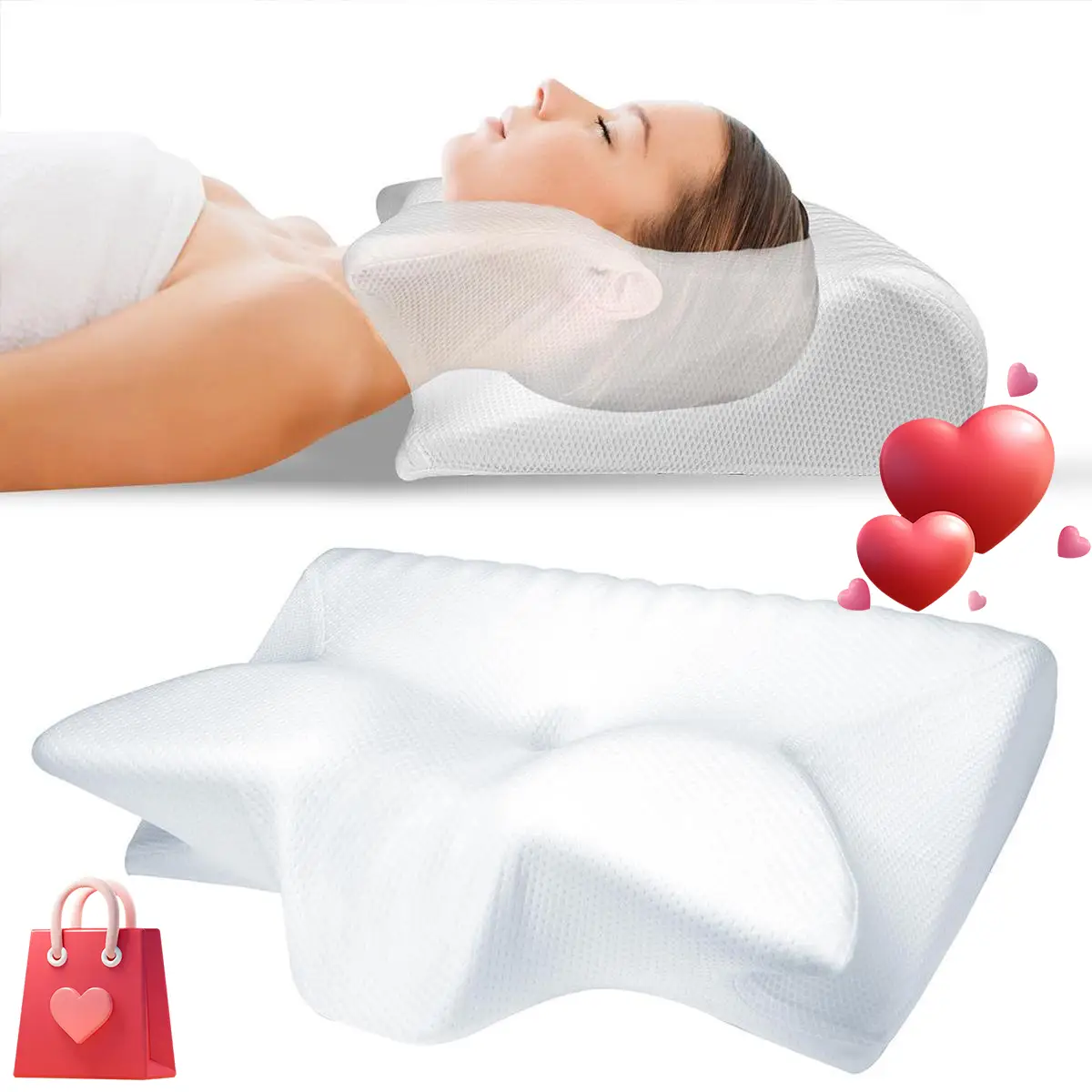 Tailsup Memory foam Pillow,1piece Pillow,Portable Durable Pillow for Sleeping,Bedding for Home Bedroom School Dormitory Outdoor Travel