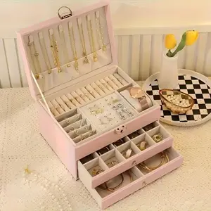 A closed jewelry storage box, a large-capacity display cabinet, Home jewelry organizer, suitable for displaying various types of jewelry, Multi-functional storage and display cabinet, Jewelry armoire organizer
