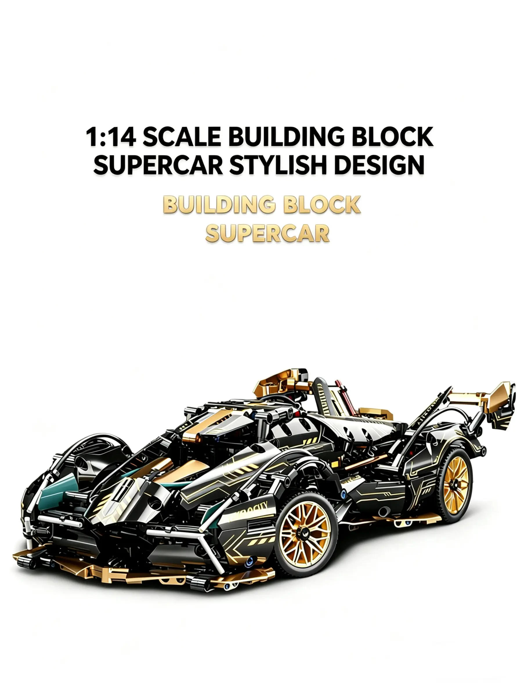 2026 1:14 Blue/Pink/Black&Gold V12 Racing Car Building Block Model 981 PCS Dynamic/Static Version Creative and Educational Game for Kids ABS Plastic Perfect Birthday & Christmas Gift Wonderful Activity for Parent-Child Interaction on Weekends