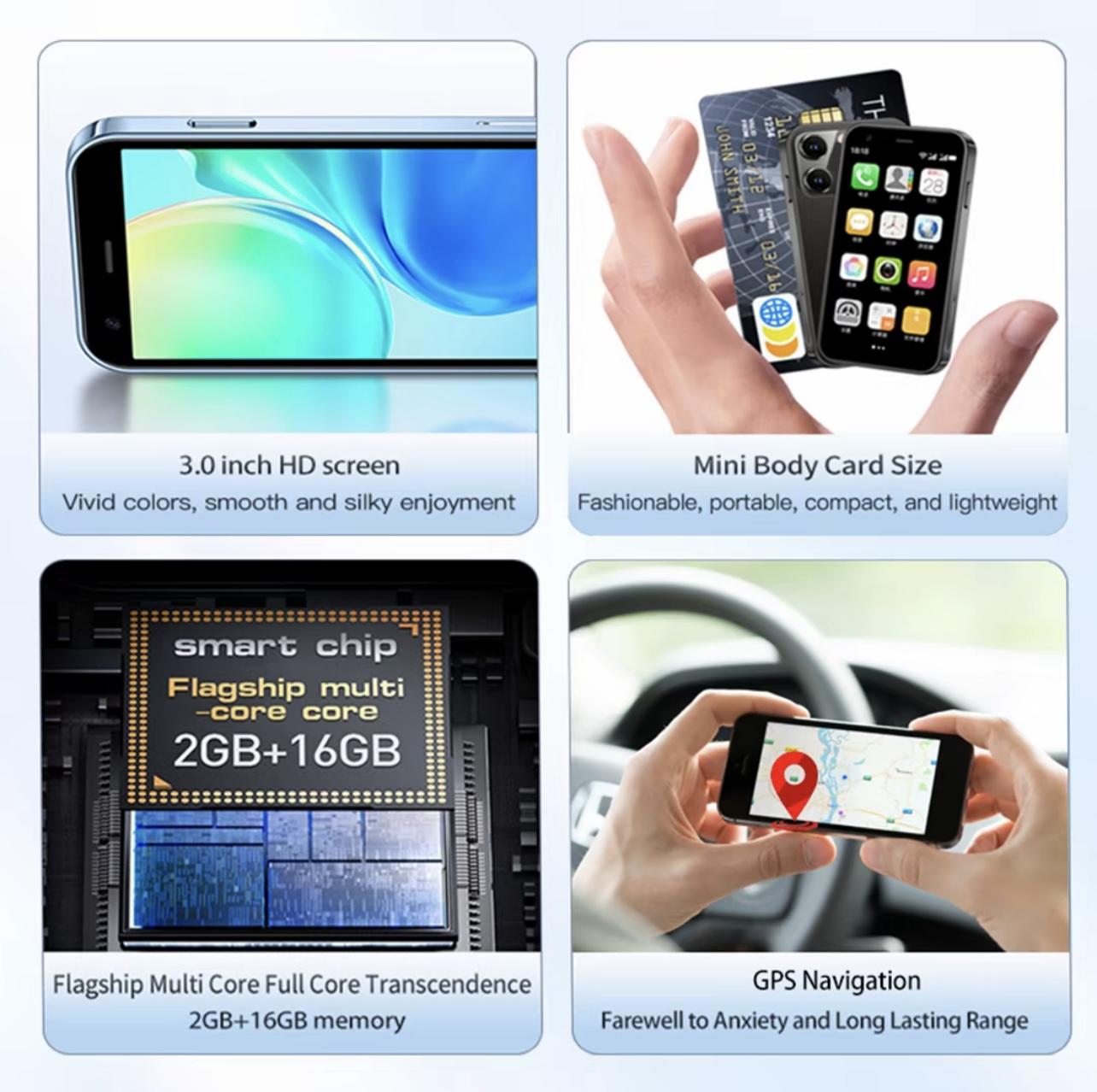 3-inch mini pocket smartphone with HD touch screen, 3G Android 9 smartphone, 2+16GB RAM, dual SIM dual standby, 2MP+5MP dual camera, supports WiFi, Bluetooth, GPS, and calls.Suitable for children's portable phone 3-inch mini pocket smartphone with HD touch screen, 3G Android 9 smartphone, 2+16GB RAM, dual SIM dual standby, 2MP+5MP dual camera, supports WiFi, Bluetooth, GPS, and calls.Suitable for children's portable phone