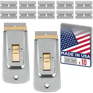 Razor  Scraper Tools (Set of 2), Window Scraper, Glass Cooktop Scraper &  Scraper,  Decal, Sticker and Glue Remover Razor Holder with 10 Replaceable Single Edge