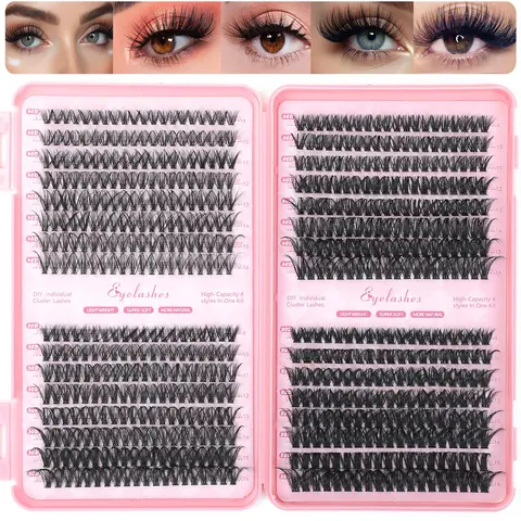 ANIMIZUMU Flawless Eyelash Clusters Kit - 300-Piece 10-16mm C Curl Cosmetic Eyelash Extension, Soft Wispy Lightweight Natural Fake Lashes for Beginners, Daily DIY Volume Set with Adhesives (No Pliers)