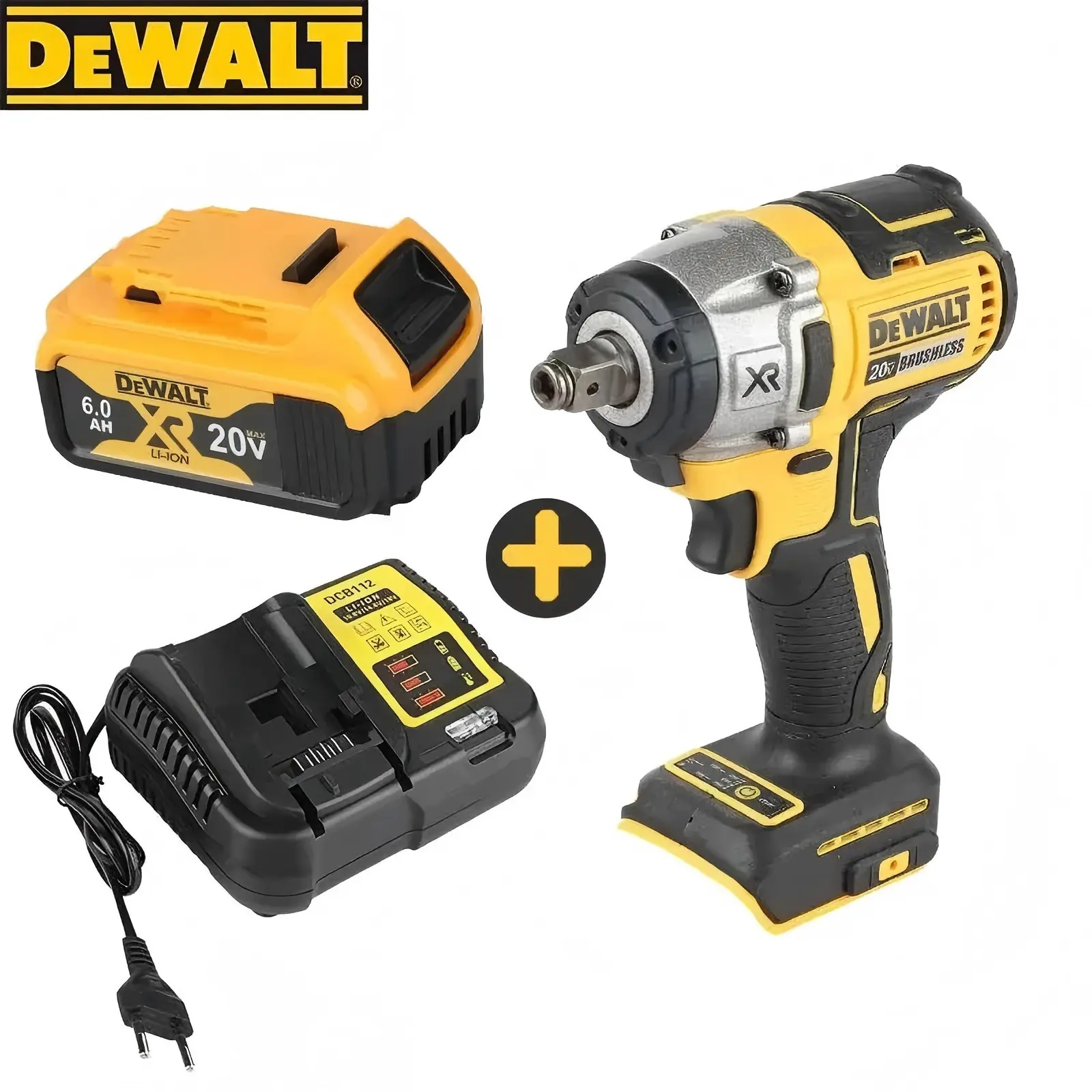 DEWALT 20V MAX XR Brushless 1/2" Cordless Impact Wrench Kit - Wireless Power Tools for DIY - with 6.0Ah Battery, Fast Charger, Tool Bag, USA Stock, 4-7 Day Delivery, Made in China