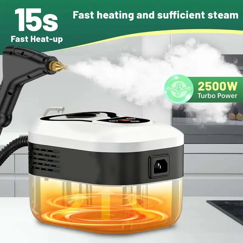 Portable Handheld Steam Cleaner with 10 Accessories, Adjustable Steam Output, Rapid Heat-Up Steamer, Efficient Stain & Grease Remover, Multi-Purpose Deep Cleaning Tool for Kitchen, Bathroom, Tiles, Household & Automobile